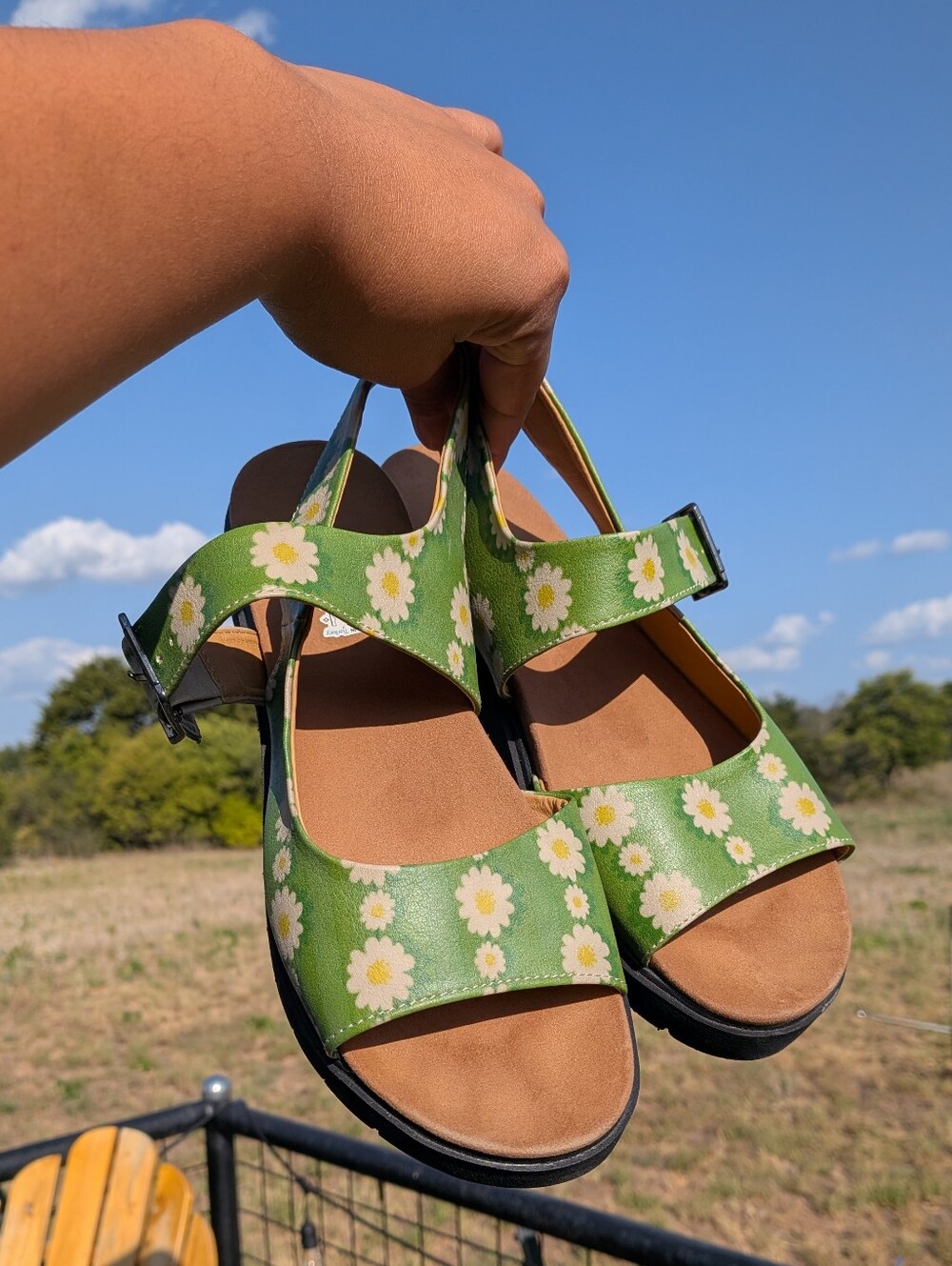 Goby Women’s Green Daisy Print Sandals size 39 Turkey